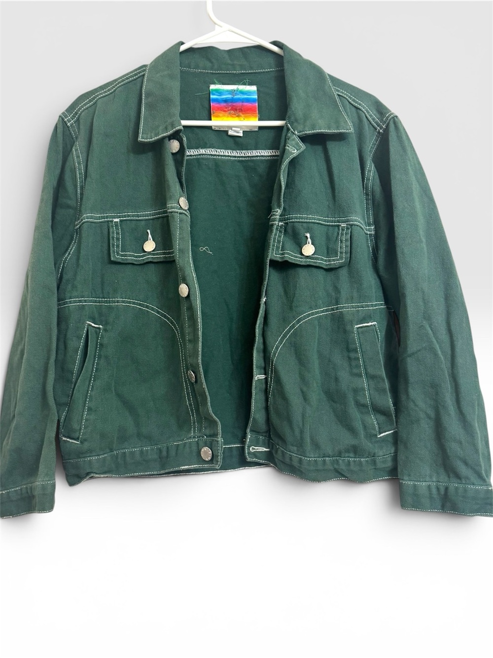 Unif Green Canvas Jacket with Contrast Stitching